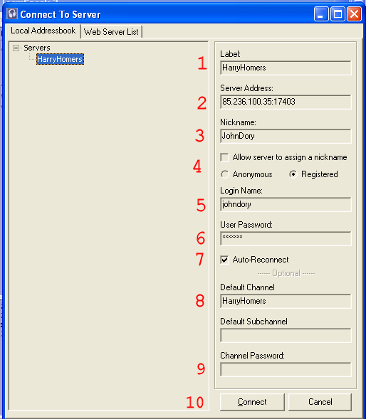 making a new connection window